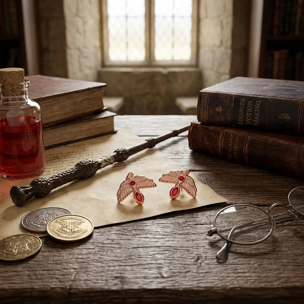 Boucles d'Oreilles Harry Potter Phénix Rose Gold