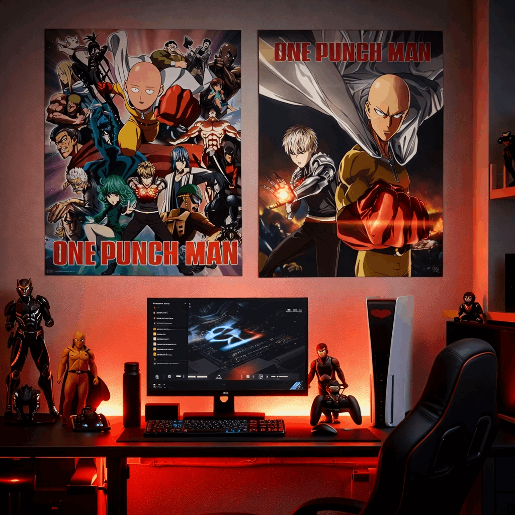 Set 2 Posters One Punch Man Saitama & Genos - Geek Store