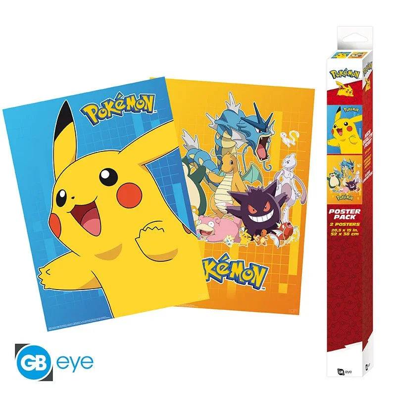 Set 2 Posters Pokemon Personnages colorés - Geek Store