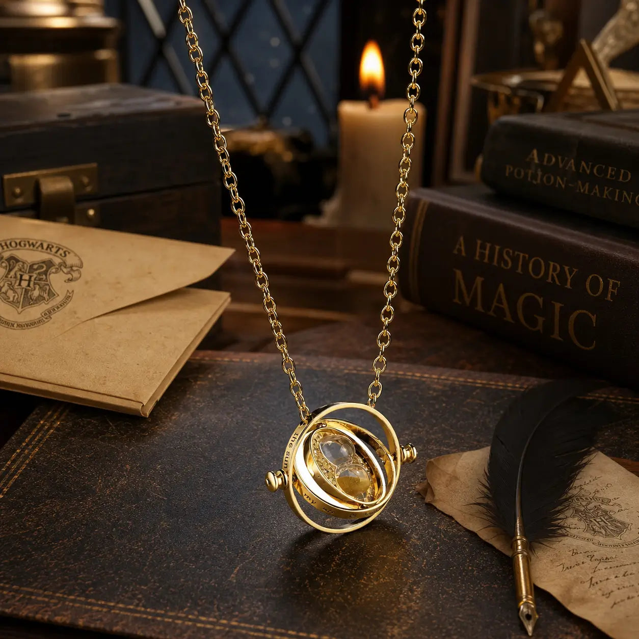 Collier Harry Potter retourneur de temps rotatif