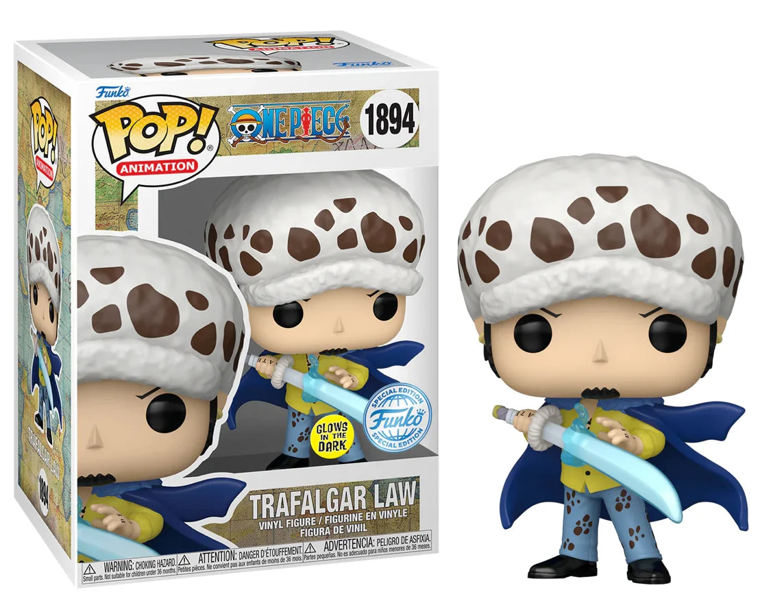Figurine POP One Piece Law avec Blue Anesthesia Glow in the Dark