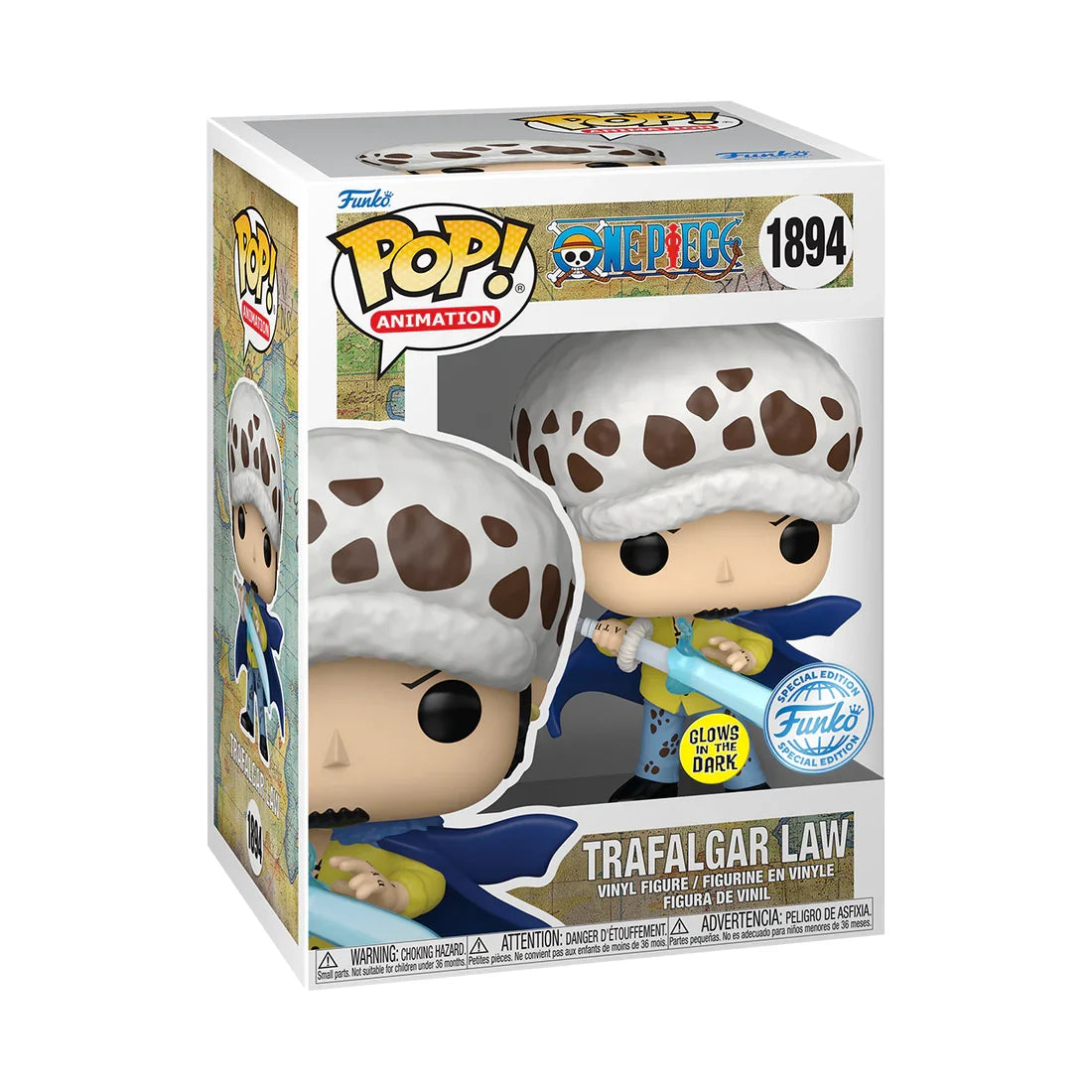 Figurine POP One Piece Law avec Blue Anesthesia Glow in the Dark