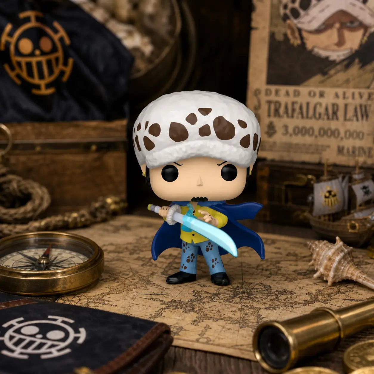 Figurine POP One Piece Law avec Blue Anesthesia Glow in the Dark