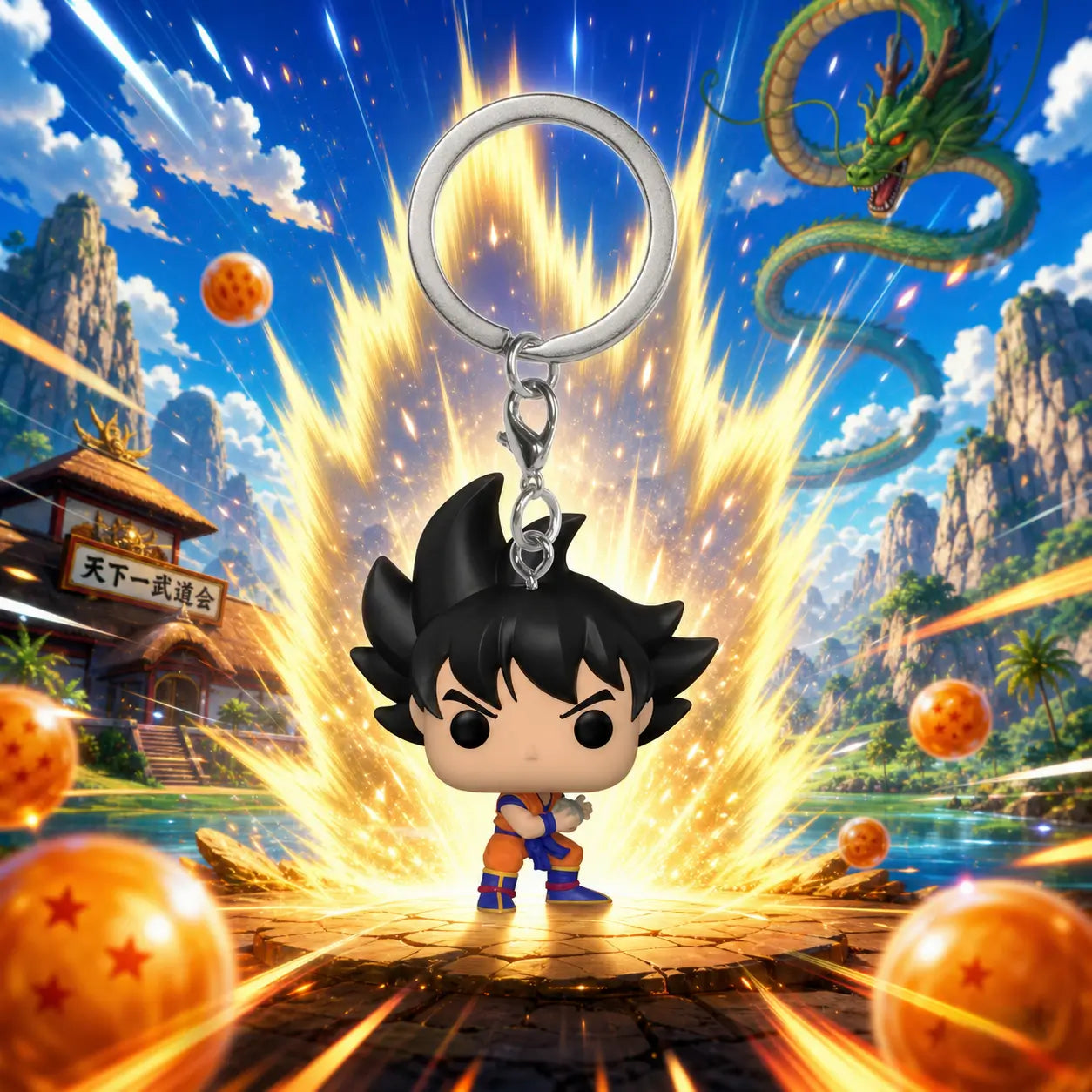 Porte-clés Funko Pocket Pop! Dragon Ball Z – Goku w/ Kamehameha