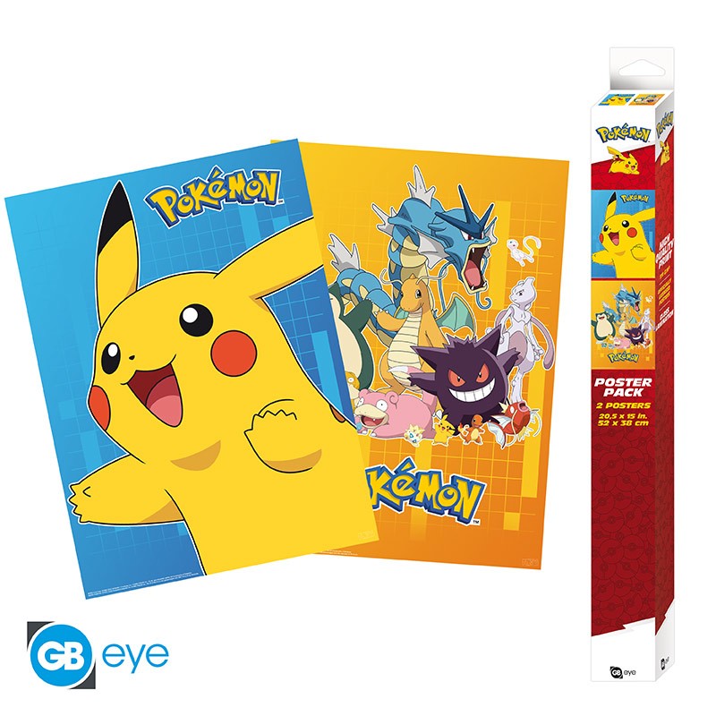 Set 2 Posters Pokemon Personnages colorés